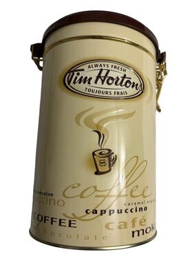 Tim Hortons Coffee Canister – Decorative Cream and brown Storage Tin